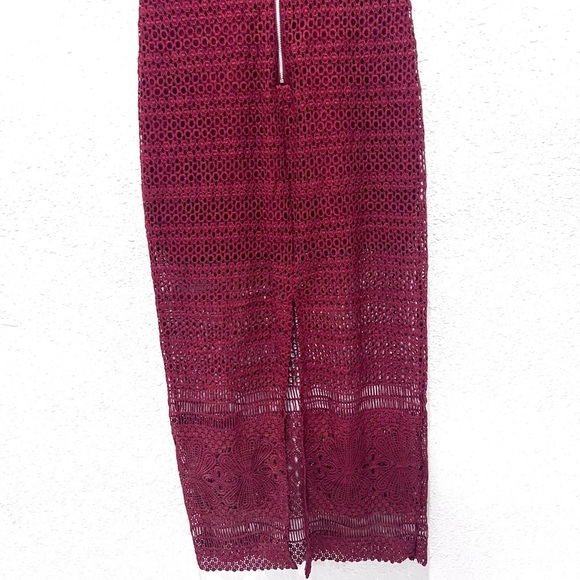 Lulus Love For You Burgundy Crochet Lace Short Sleeve Maxi Dress M - Picture 8 of 12
